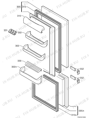 Взрыв-схема холодильника Zanussi ZBB3244 - Схема узла Door 003